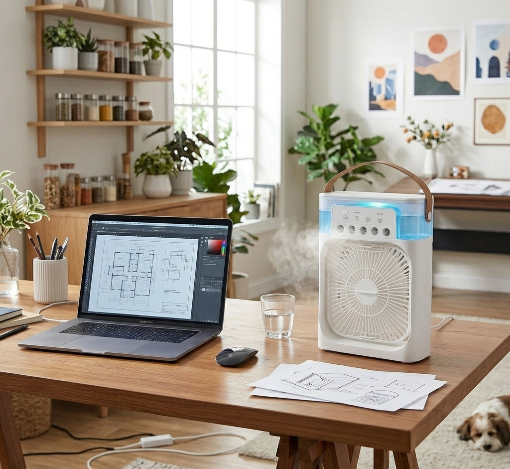 Ventilador Climatizador con pulverizador portátil
